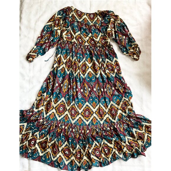 SALE NWT SÉZANE EVELYNA DRESS Geometric multico blue red orange 3/4 sleeve SZ4 - Picture 4 of 7